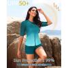 imageHolipick Green Gradient Women 2 Piece Rash Guard Short Sleeve Swimsuit with Shorts Full Zipper SPF Swim Shirts M