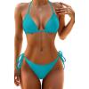 imageHolipick Two Piece Triangle Bikini Sets for Women String Bathing Suit Halter Top with Side Tie Bikini BottomTeal