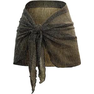 imageHolipick Shiny Sarong Coverups for Women Bathing Suit Wrap Skirt Swimsuit Beach Bikini Cover UpBlackgold