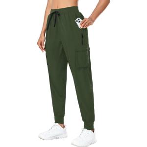 imageHolipick Womens Cargo Hiking Pants Lightweight Quick Dry Joggers with 5 Pockets Athletic Workout Casual Outdoor UPF50Amy Green