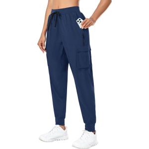imageHolipick Womens Cargo Hiking Pants Lightweight Quick Dry Joggers with 5 Pockets Athletic Workout Casual Outdoor UPF50Navy Blue