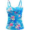 imageHolipick Tankini Top for Women Twist Front Bandeau Swimsuit Tummy Control Bathing Suit Tops Only No BottomBlue Floral