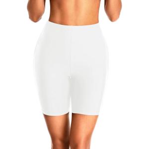 imageHolipick 7quot Swim Shorts Women High Waisted Bathing Suit Shorts Tummy Control Swimsuit Boyshorts Bottom with LinerWhite