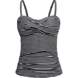 imageHolipick Tankini Top for Women Twist Front Bandeau Swimsuit Tummy Control Bathing Suit Tops Only No BottomStriped