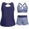 imageHolipick Women 3 Piece Plus Size Tankini Swimsuits Tummy Control Bathing Suits with Sports Bra with Boy ShortsNavy Blue