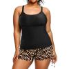 image:imageHolipick Women Plus Size Tankini Swimsuits Athletic Two Piece Tummy Control Bathing Suits with Drawstring Shorts
