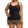 image:imageHolipick Women Plus Size Tankini Swimsuits Athletic Two Piece Tummy Control Bathing Suits with Drawstring Shorts