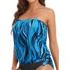 image:imageHolipick Strapless Tankini Tops for Women Swimwear Top ONLY Bandeau Bathing Suit Blouson Swimsuit No BottomBlue Ripples