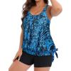 image:imageHolipick Women Plus Size Tankini Swimsuit  Two Piece Bathing Suits Tankini Top with Shorts Wide StrapsBlue Paisley Wide Straps