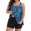 image:imageHolipick Women Plus Size Tankini Swimsuit  Two Piece Bathing Suits Tankini Top with Shorts Wide StrapsBlue Paisley Wide Straps