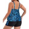 image:imageHolipick Women Plus Size Tankini Swimsuit  Two Piece Bathing Suits Tankini Top with Shorts Wide StrapsBlue Paisley Wide Straps