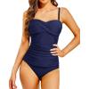 image:imageHolipick Tummy Control Tankini Swimsuits for Women Bandeau Swimsuits Twist Strapless Tankini Top with Bikini Bottoms