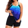 image:imageHolipick Plus Size Tankini Swimsuits for Women Two Piece Tummy Control Bathing Suit Blouson Tankini Top with ShortsDark Blue Gradient