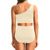 image:imageHolipick Women One Shoulder High Waisted Bikini Set Two Piece Tummy Control Swimsuits Full Coverage Bathing SuitBeige