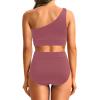 image:imageHolipick Women One Shoulder High Waisted Bikini Set Two Piece Tummy Control Swimsuits Full Coverage Bathing SuitBlush Red