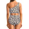 image:imageHolipick Women One Shoulder High Waisted Bikini Set Two Piece Tummy Control Swimsuits Full Coverage Bathing SuitLeopard