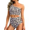 image:imageHolipick Women One Shoulder High Waisted Bikini Set Two Piece Tummy Control Swimsuits Full Coverage Bathing SuitLeopard
