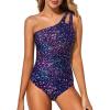 image:imageHolipick One Shoulder One Piece Swimsuit for Women Tummy Control Bathing Suits Modest Full Coverage Keyhole SwimwearStarry Sky