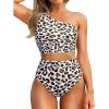 image:imageHolipick Women One Shoulder High Waisted Bikini Set Two Piece Tummy Control Swimsuits Full Coverage Bathing SuitLeopard