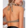 image:imageHolipick Women Halter Bikini Tops  Push Up Bathing Suit Top V Neck Full Coverage Swimsuit Top OnlyBrown Leopard
