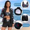image:imageHolipick 3 Piece Rash Guard Swimsuits for Women  UPF 50 Long Sleeve Zipper Swim Shirt with Bra amp BoyshortsBlack Floral