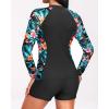 image:imageHolipick 3 Piece Rash Guard Swimsuits for Women  UPF 50 Long Sleeve Zipper Swim Shirt with Bra amp BoyshortsBlue Floral