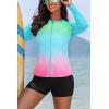 image:imageHolipick 3 Piece Rash Guard Swimsuits for Women  UPF 50 Long Sleeve Zipper Swim Shirt with Bra amp BoyshortsBlue Pink Gradient