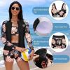 image:imageHolipick 3 Piece Rash Guard Swimsuits for Women  UPF 50 Long Sleeve Zipper Swim Shirt with Bra amp BoyshortsOrange Floral