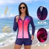 image:imageHolipick 3 Piece Rash Guard Swimsuits for Women  UPF 50 Long Sleeve Zipper Swim Shirt with Bra amp BoyshortsPink Gradient
