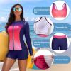 image:imageHolipick 3 Piece Rash Guard Swimsuits for Women  UPF 50 Long Sleeve Zipper Swim Shirt with Bra amp BoyshortsPink Gradient