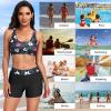 image:imageHolipick 3 Piece Rash Guard for Women  UPF 50 Long Sleeve Swimsuits Modest Bathing Suit with Bra amp ShortsBlack Floral