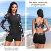 image:imageHolipick 3 Piece Rash Guard for Women  UPF 50 Long Sleeve Swimsuits Modest Bathing Suit with Bra amp ShortsBlack Floral