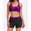 image:imageHolipick 3 Piece Rash Guard for Women  UPF 50 Long Sleeve Swimsuits Modest Bathing Suit with Bra amp ShortsBlack Purple Leaf