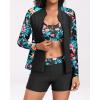 image:imageHolipick 3 Piece Rash Guard for Women  UPF 50 Long Sleeve Swimsuits Modest Bathing Suit with Bra amp ShortsBlue Floral