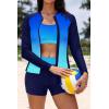 image:imageHolipick 3 Piece Rash Guard for Women  UPF 50 Long Sleeve Swimsuits Modest Bathing Suit with Bra amp ShortsBlue Gradient
