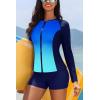 image:imageHolipick 3 Piece Rash Guard for Women  UPF 50 Long Sleeve Swimsuits Modest Bathing Suit with Bra amp ShortsBlue Gradient