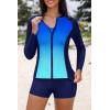 image:imageHolipick 3 Piece Rash Guard for Women  UPF 50 Long Sleeve Swimsuits Modest Bathing Suit with Bra amp ShortsBlue Gradient