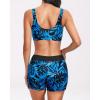 image:imageHolipick 3 Piece Rash Guard for Women  UPF 50 Long Sleeve Swimsuits Modest Bathing Suit with Bra amp ShortsBlue Leaves