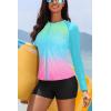 image:imageHolipick 3 Piece Rash Guard for Women  UPF 50 Long Sleeve Swimsuits Modest Bathing Suit with Bra amp ShortsBlue Pink Gradient
