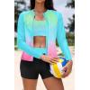 image:imageHolipick 3 Piece Rash Guard for Women  UPF 50 Long Sleeve Swimsuits Modest Bathing Suit with Bra amp ShortsBlue Pink Gradient