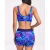 image:imageHolipick 3 Piece Rash Guard for Women  UPF 50 Long Sleeve Swimsuits Modest Bathing Suit with Bra amp ShortsBlue and Purple Leaves