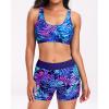 image:imageHolipick 3 Piece Rash Guard for Women  UPF 50 Long Sleeve Swimsuits Modest Bathing Suit with Bra amp ShortsBlue and Purple Leaves