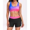 image:imageHolipick 3 Piece Rash Guard for Women  UPF 50 Long Sleeve Swimsuits Modest Bathing Suit with Bra amp ShortsColorful Gradient