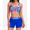 image:imageHolipick 3 Piece Rash Guard for Women  UPF 50 Long Sleeve Swimsuits Modest Bathing Suit with Bra amp ShortsColorful Leaves