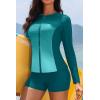 image:imageHolipick 3 Piece Rash Guard for Women  UPF 50 Long Sleeve Swimsuits Modest Bathing Suit with Bra amp ShortsGreen Gradient