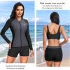 image:imageHolipick 3 Piece Rash Guard for Women  UPF 50 Long Sleeve Swimsuits Modest Bathing Suit with Bra amp ShortsGrey and Black
