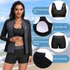image:imageHolipick 3 Piece Rash Guard for Women  UPF 50 Long Sleeve Swimsuits Modest Bathing Suit with Bra amp ShortsGrey and Black
