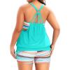 image:imageHolipick Blouson Tankini Swimsuits for Women  Two Piece Tummy Control Bathing Suit with Shorts Modest SwimwearAqua Striped