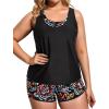 image:imageHolipick Women Plus Size 3 Piece Tankini Swimsuits Athletic Bathing Suits with ShortsColorful Paisley