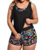 image:imageHolipick Women Plus Size 3 Piece Tankini Swimsuits Athletic Bathing Suits with ShortsColorful Paisley